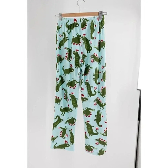 COPY - Gymboree 2 pc Christmas Dinosaur fleece PJ's Green & Red  | XL (14) - Picture 4 of 5
